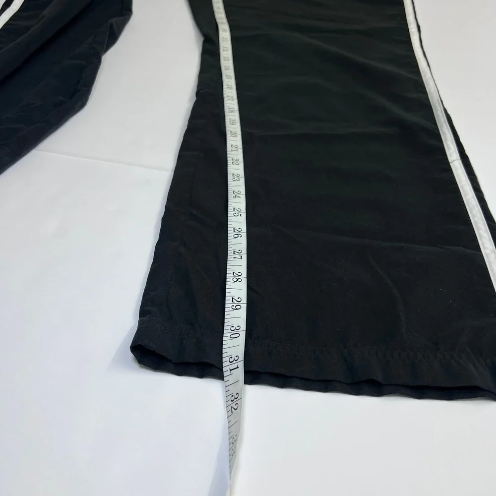 Adidas Vintage Track Pants Men XL Black White Side Stripe Windbreaker Joggers